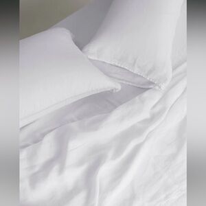 MATTEO King SET Linen White Bedding Sheets Fitted and Flat